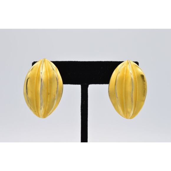 Givenchy Vintage Clip On Earrings Brushed Gold Chunky Dome Matte Signed BinAB - Picture 1 of 11